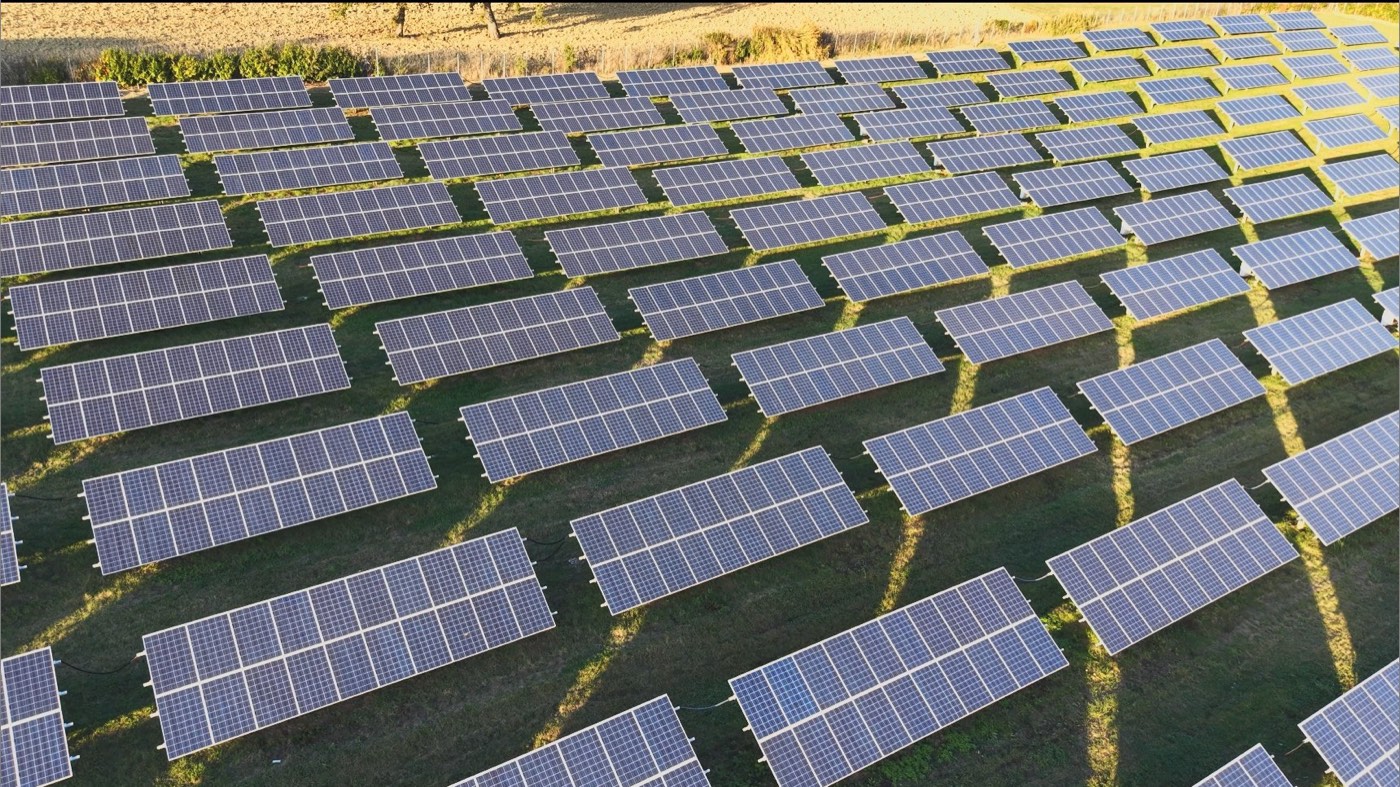 Campo fotovoltaico ripreso in luce visibile: nessun difetto visibile